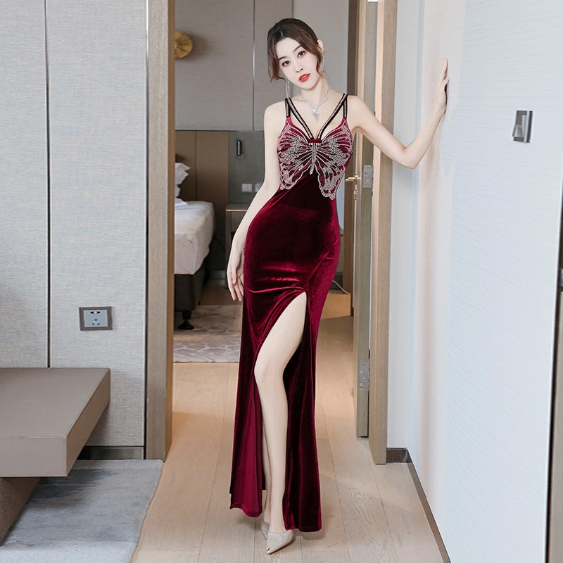 性感宴会高贵气质晚礼服轻奢气场强大女装性感吊带名媛收腰显瘦裙