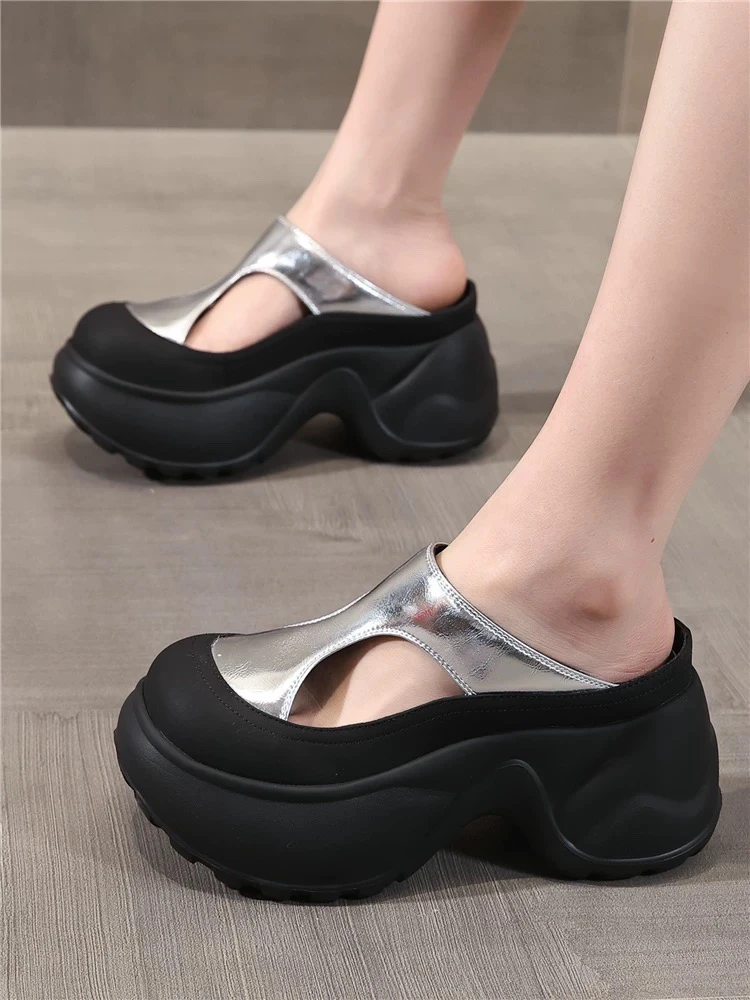 包头网红透气包头拖小众夏季厚底拖鞋增高夏季防滑