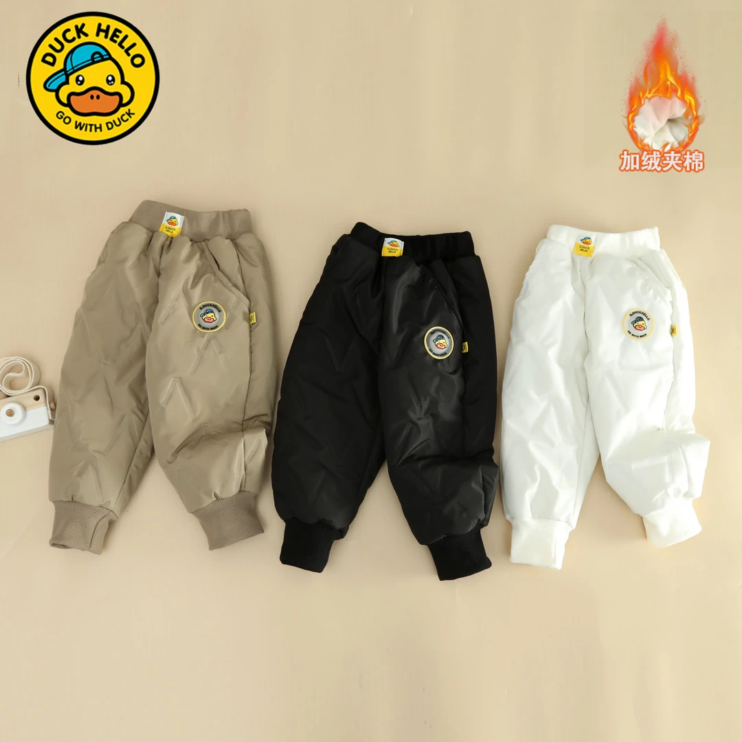 小黄鸭儿童一条过冬棉裤冬装2025新款男童女童裤子加绒加厚外穿潮