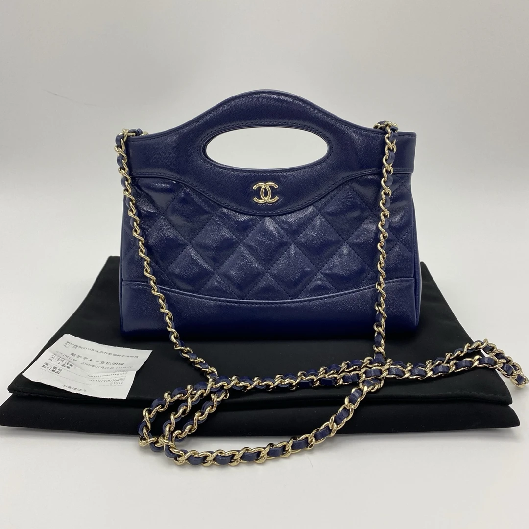 99新 Chanel/香奈儿 25K蓝色31bag nano手提单肩斜挎包 51604