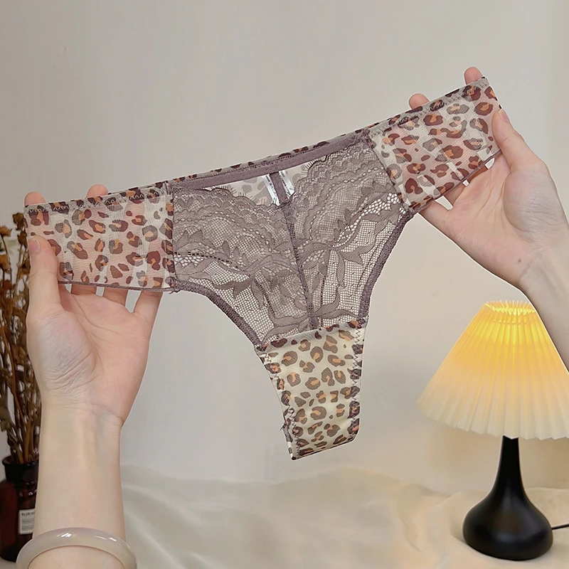 性感镂空豹纹蕾丝内裤女士无痕透气女生夏季薄款透气