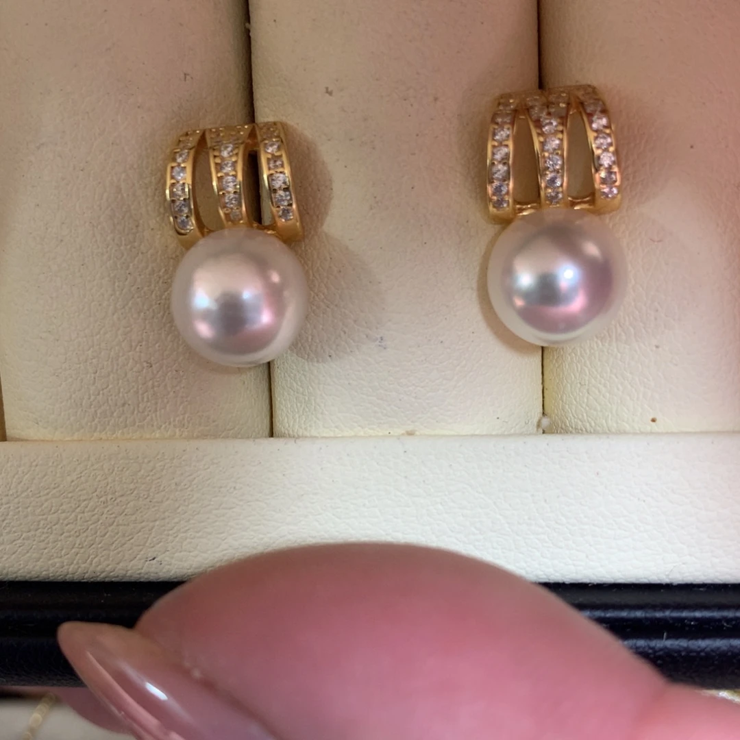 银S925镶嵌海水珍珠耳饰