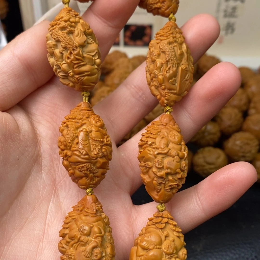 橄榄核吊坠橄榄个童子弥勒金叉