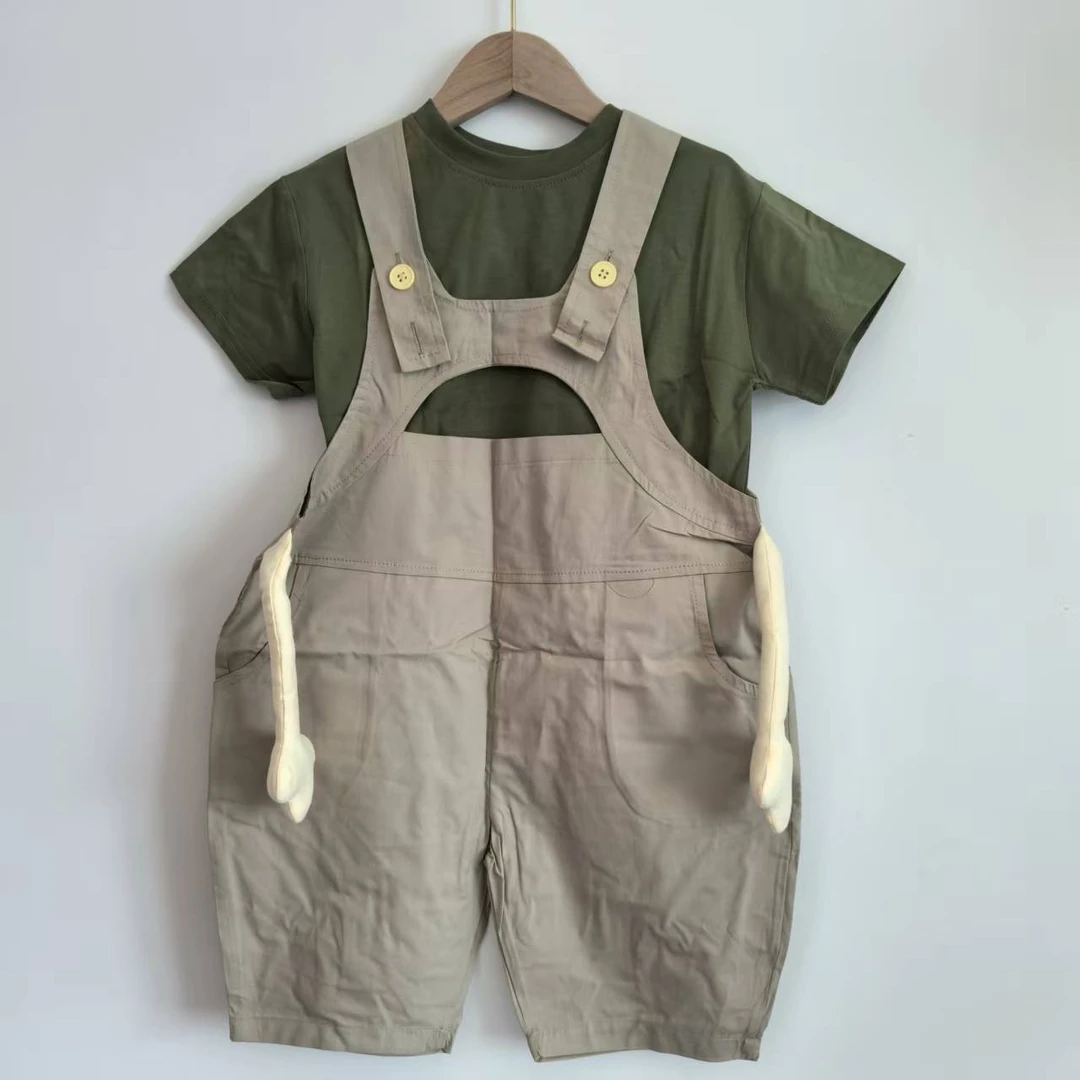 儿童背带裤套装夏款短袖