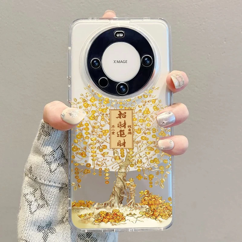 招财进宝太空壳适用苹果16pro华为vivo小米15防摔oppo手机壳全包