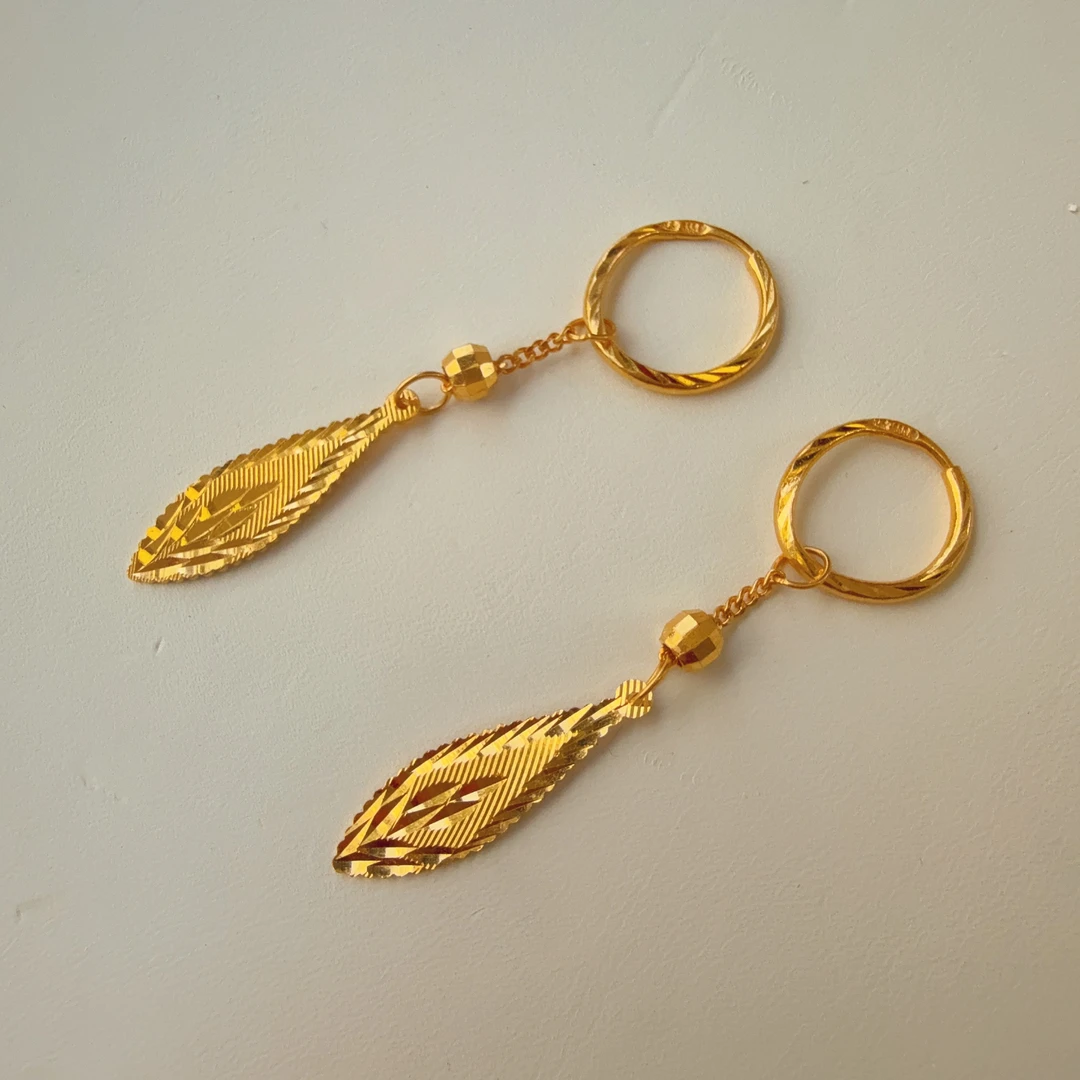 足金黄金CNC叶子耳圈抖音基地质检发货