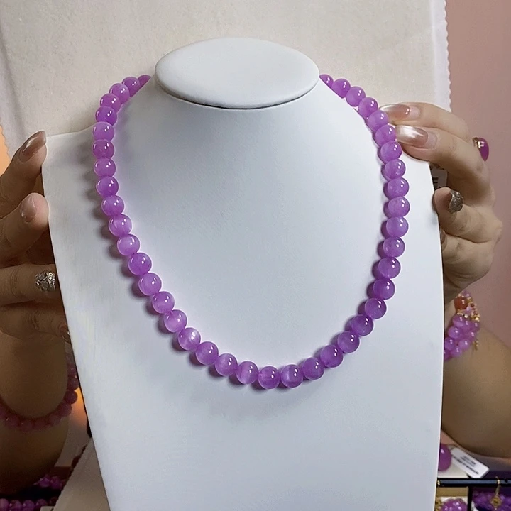 锂辉石紫锂辉高冰收藏级项链9+未镶嵌