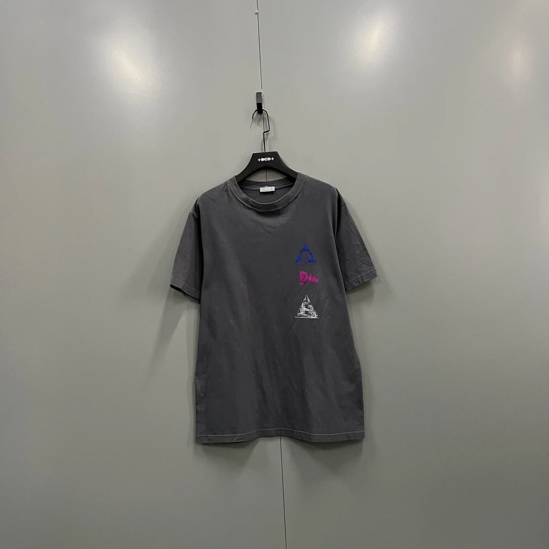 99新 DIOR/迪奥 yy 灰色图案印花短袖 L码 019815
