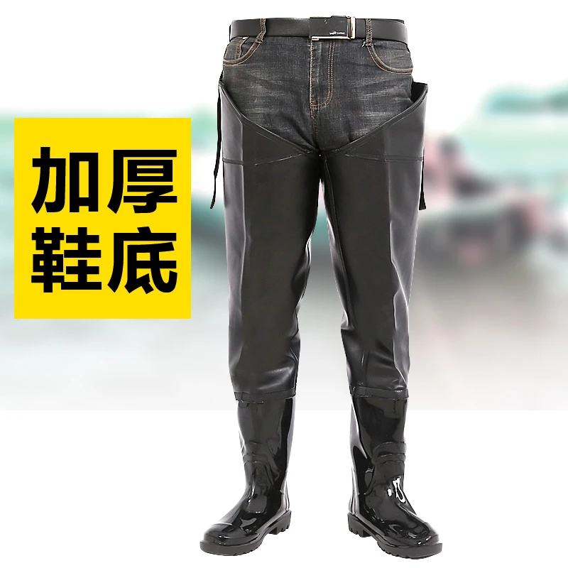 加厚鞋半身下水裤 休闲钓鱼抓鱼捞鱼水裤防水男士钓鱼裤过膝水鞋