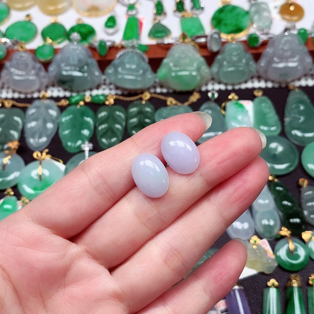 翡翠18K金镶嵌吊坠(不含链)天然翡翠A货