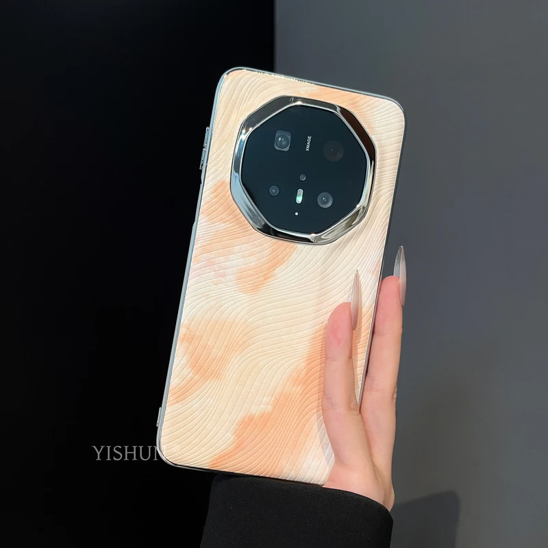 适用华为mate70rs非凡大师手机壳小众晕染色高档超薄皮纹mate60rs