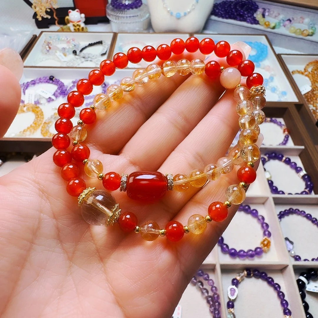 未镶嵌手链水晶黄水晶红玛瑙
