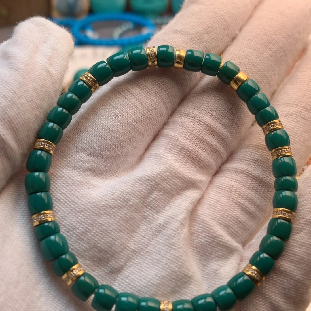 绿松石18K金镶嵌挂件5.6mm