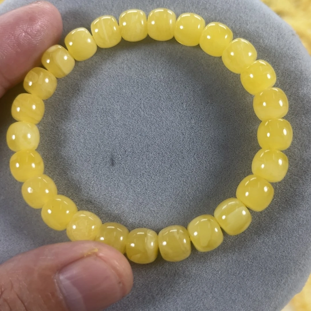 蜜蜡手串未镶嵌纯天然俄料鸡油黄
