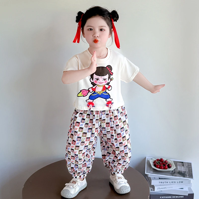女童夏装套装2025新款洋气儿童哪吒衣服小女孩夏日超好看两件套潮