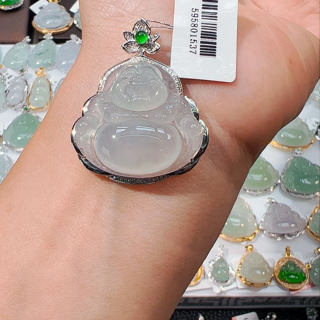 吊坠(不含链)18K金镶嵌翡翠佛公