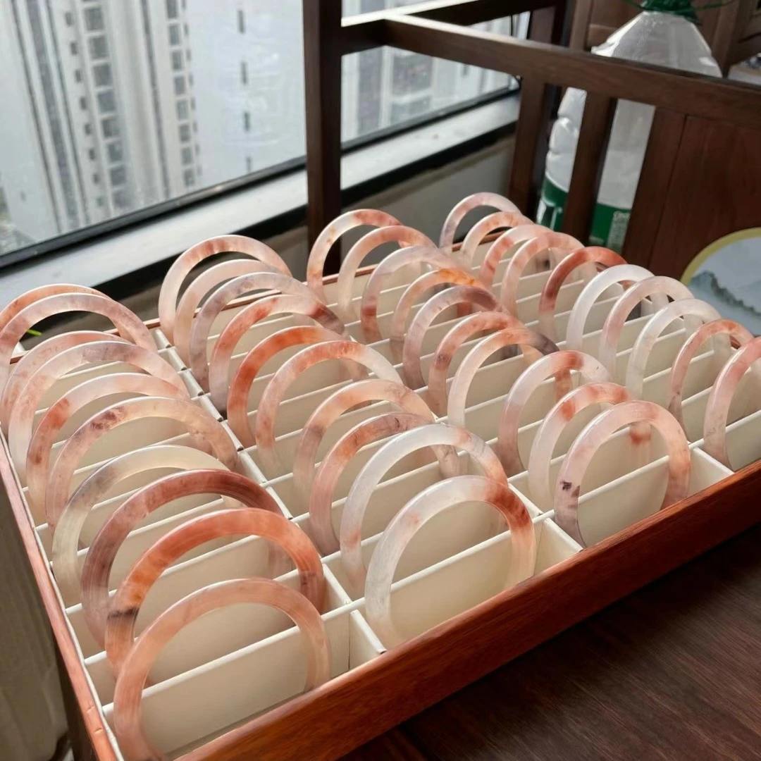 天然玉石樱花粉美人条桃花酿金丝玉手镯女友多样性发货拍一发一