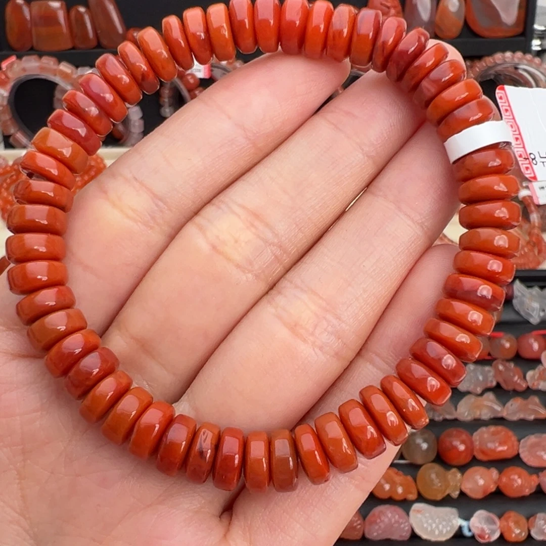 南红玛瑙未镶嵌颈饰满肉满色直切药片卡8+