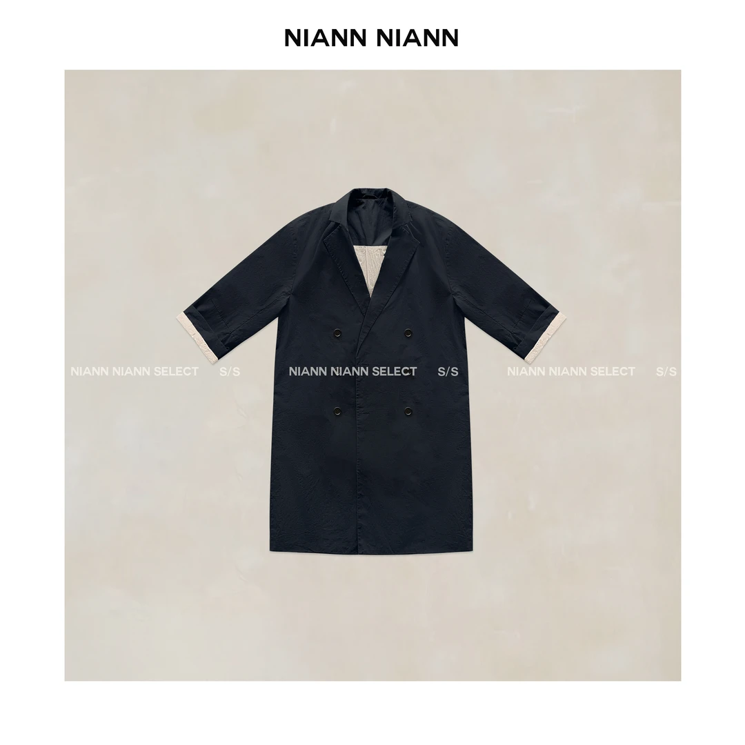 NiannNiann 2025春款新品女装休闲双排扣风衣15276