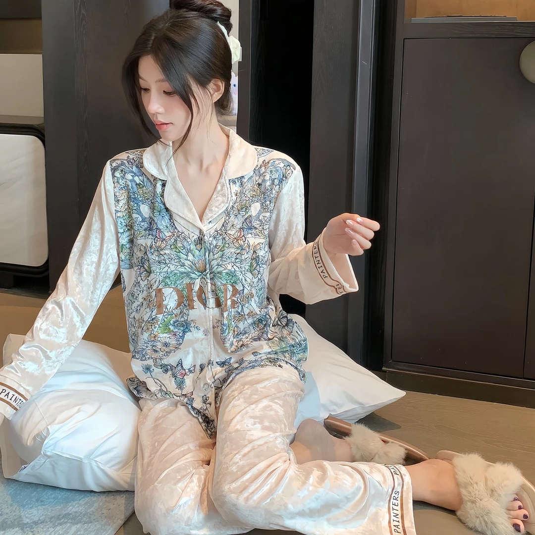【初秋新款】【金钻金丝绒】高级感轻奢秋冬季长袖长裤AX家居服