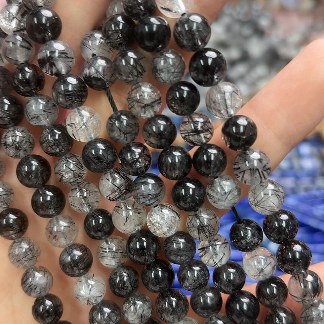 玛瑙/玉髓未镶嵌珠宝半成品卡8黑发晶一条