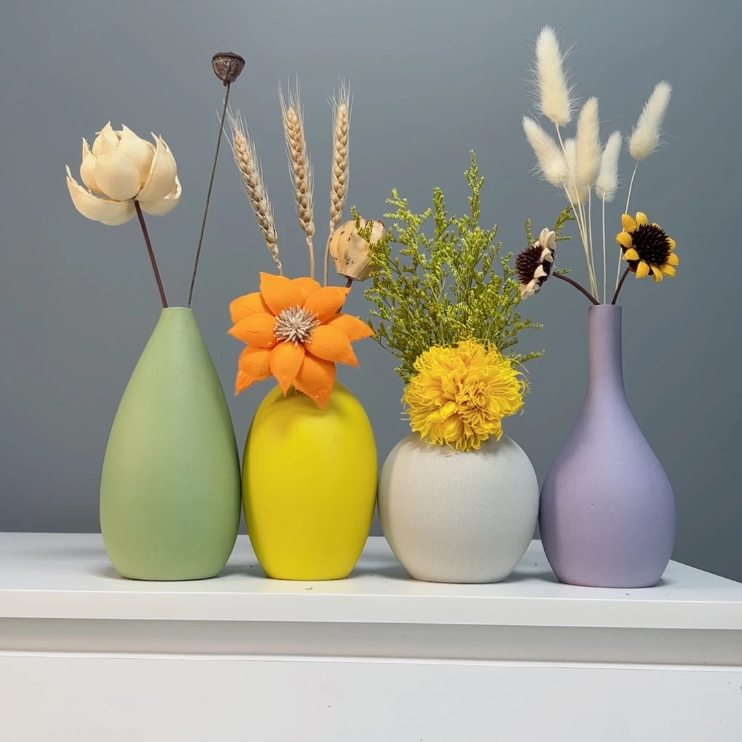 摆件景德镇手作陶瓷花瓶摆件无孔