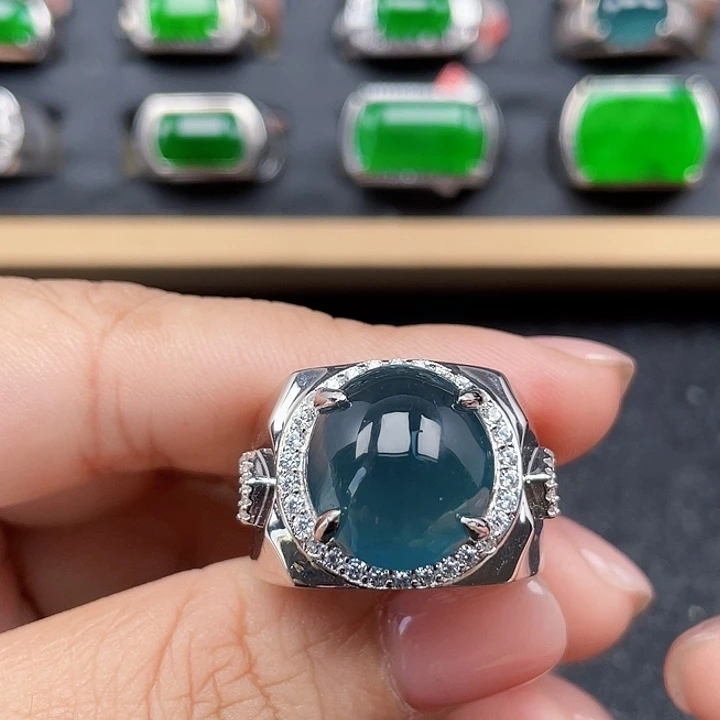 翡翠银S925镶嵌戒指编号3898没运费险