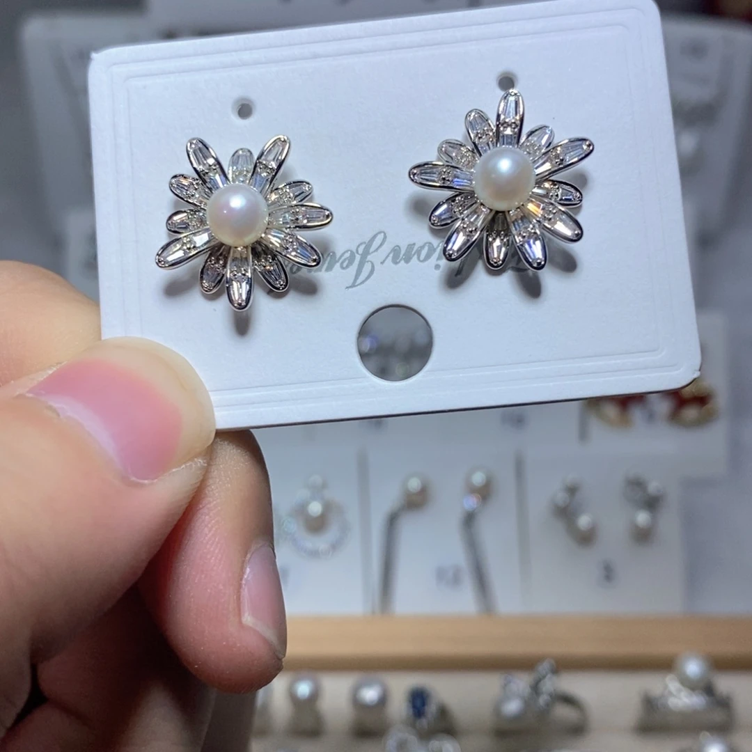 耳饰淡水珍珠银S925镶嵌