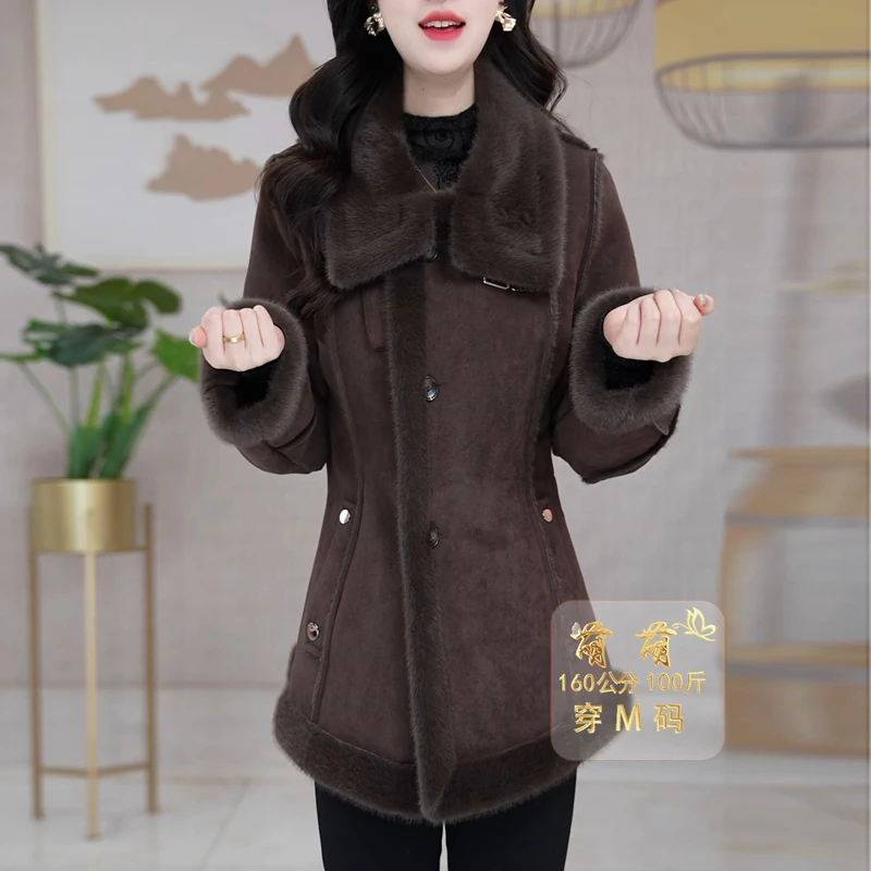 毛呢外套女秋冬2025新款今年流行爆款加厚巨好看皮毛一体保暖大衣