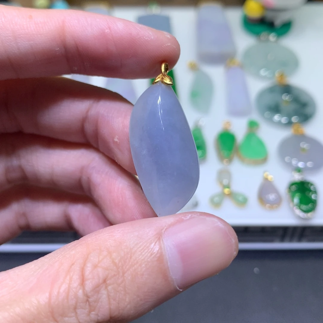 翡翠18K金镶嵌吊坠(不含链)