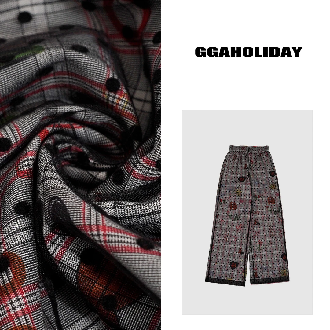 GGAHOLIDAY新款复古宽松百搭直筒裤时尚潮流印花休闲长裤-151045