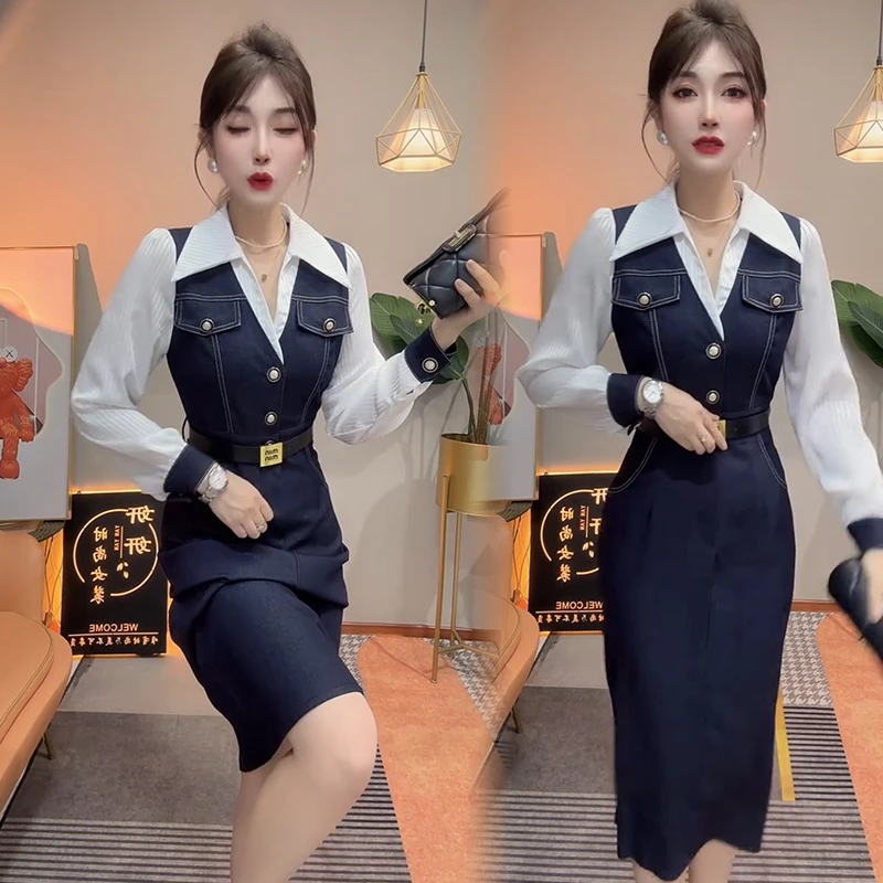 2025秋季新款时尚显瘦气质网红高档洋气女高级百搭宽松大码衬衫裙