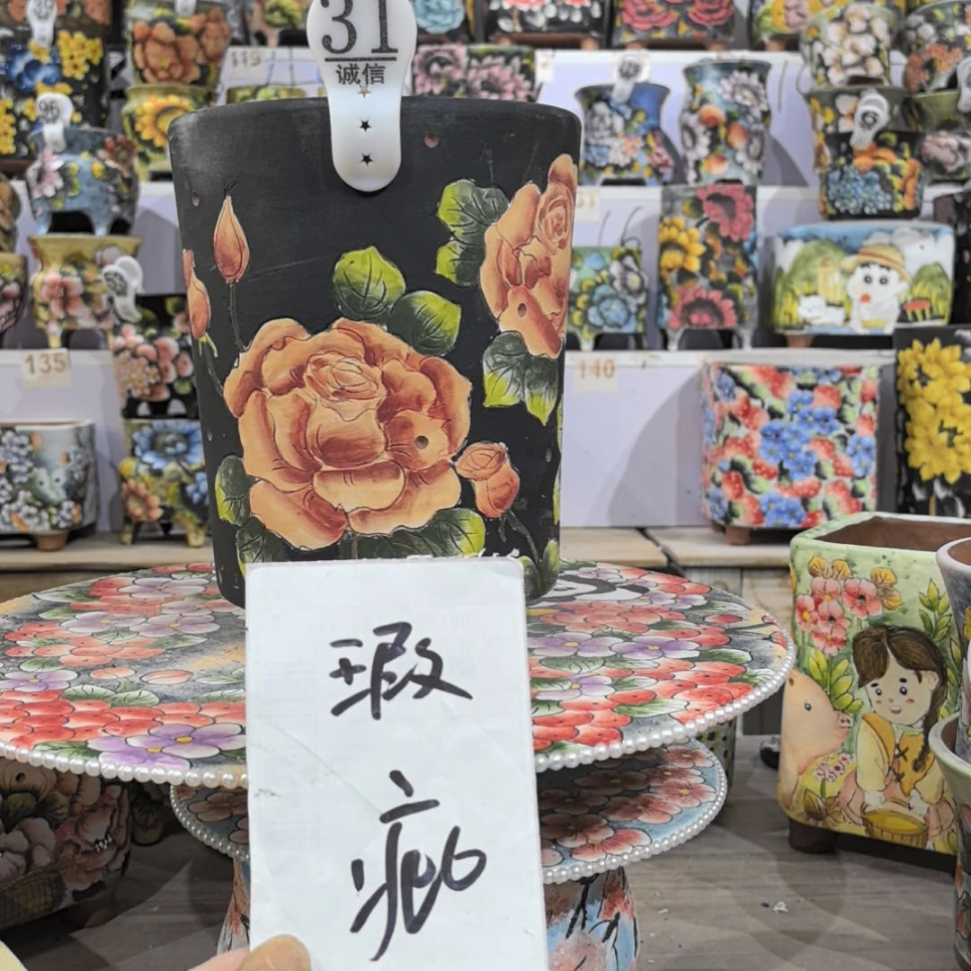 红泥花盆景德镇陶瓷