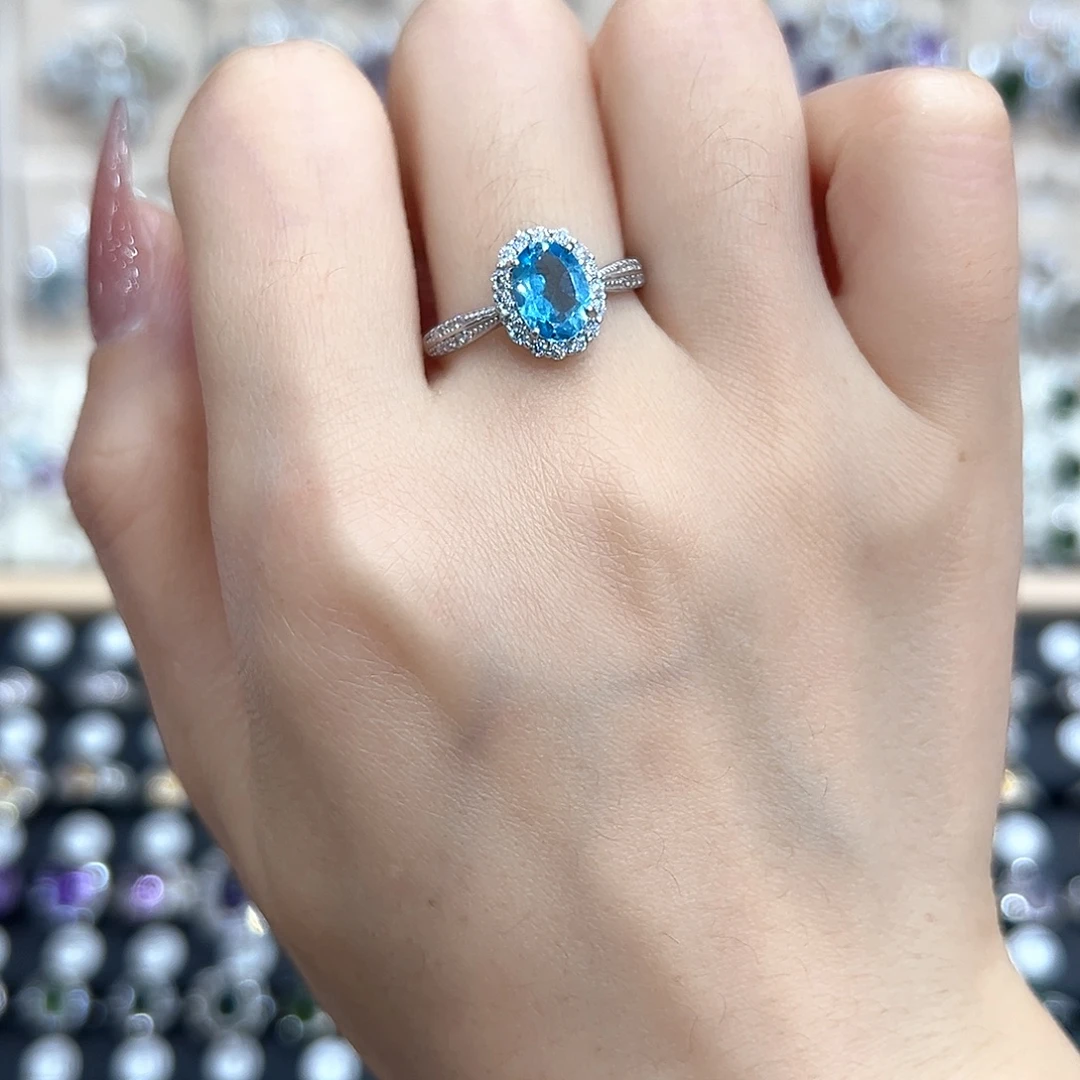 戒指水晶银S925镶嵌