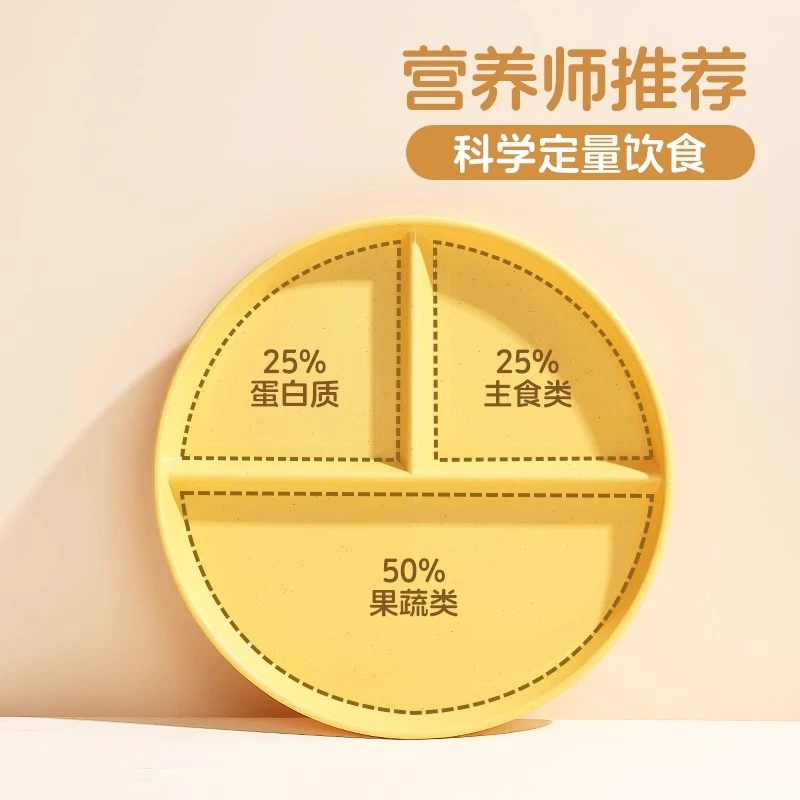 分格减脂餐盘大人早餐盘一人食儿童餐具家用健身定量三格分隔盘子