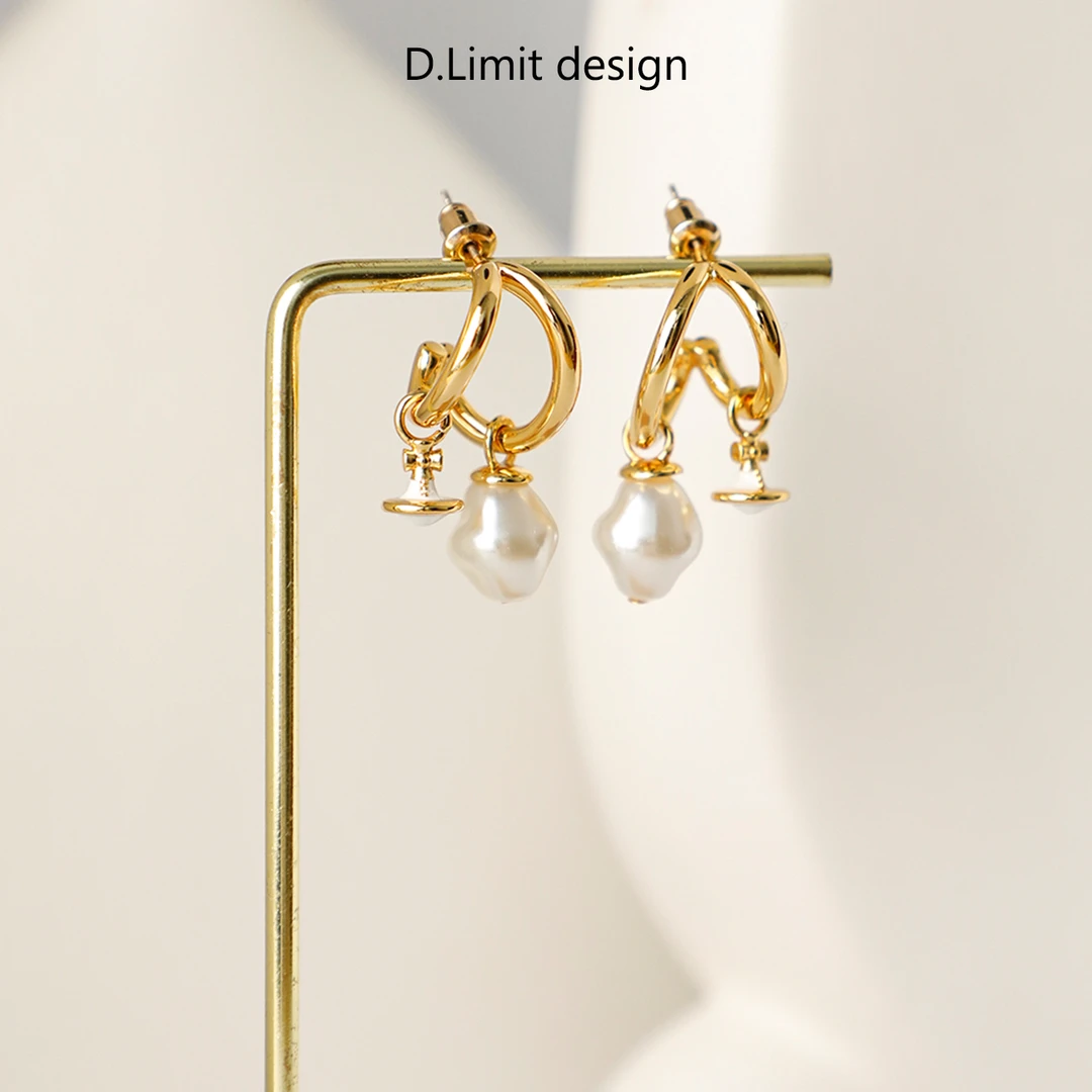 铜合金仿珍珠耳饰 宫廷风珠珠吊坠耳环