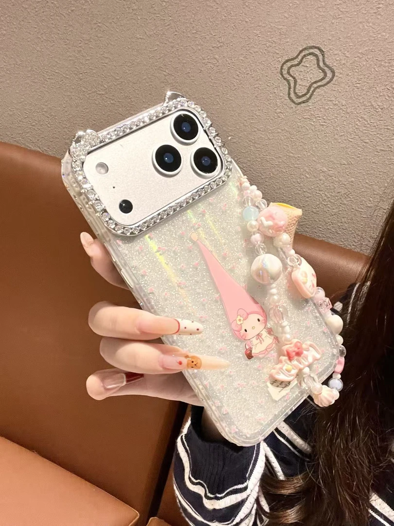 [闪钻边框]kt猫镜头闪粉KT手机壳适用苹果17promax/16pro保护壳