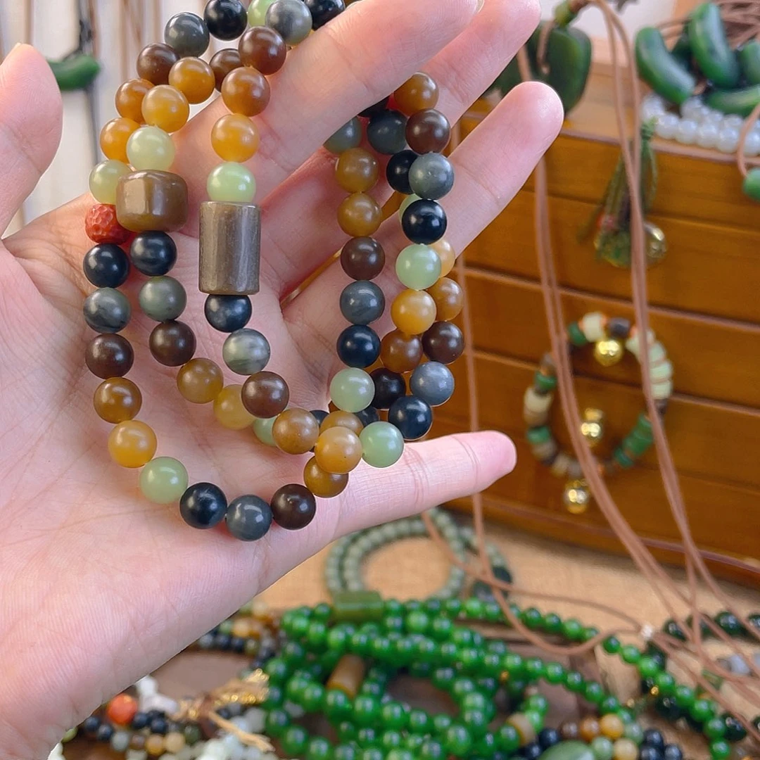 ****儿未镶嵌手链和田玉加跑环