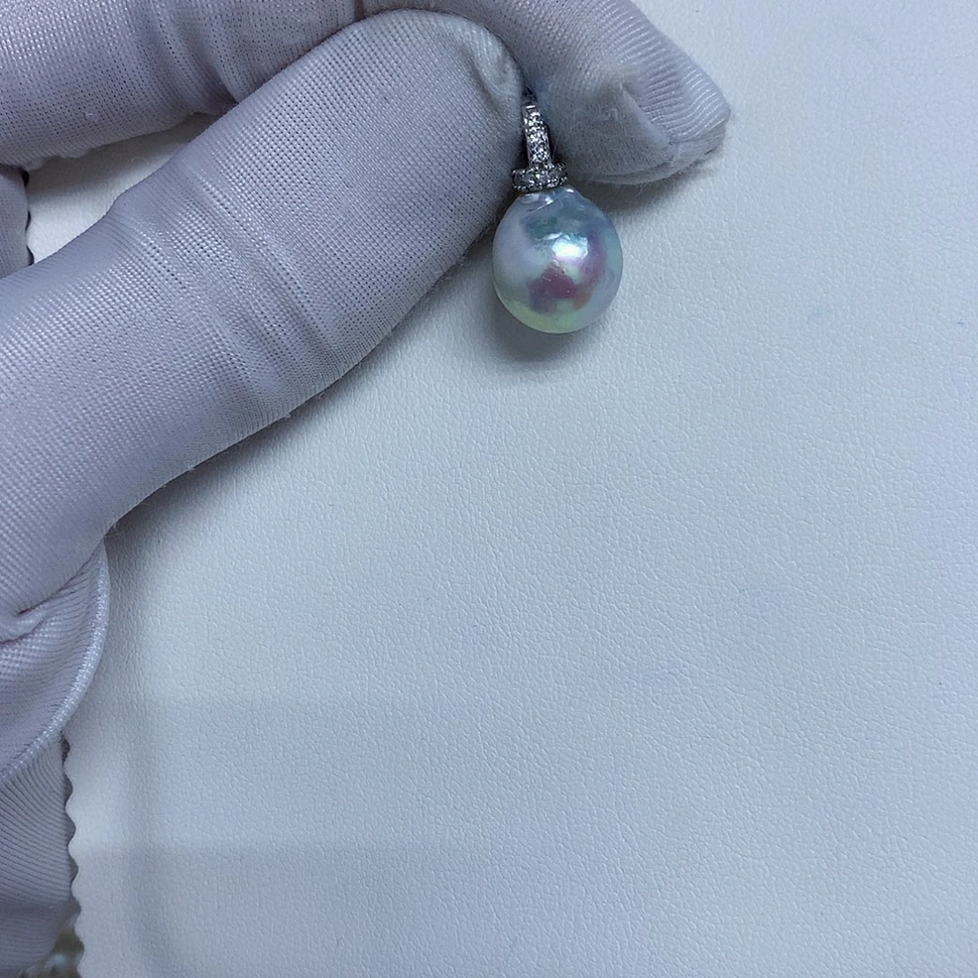 吊坠(不含链)海水珍珠银S925镶嵌11-12
