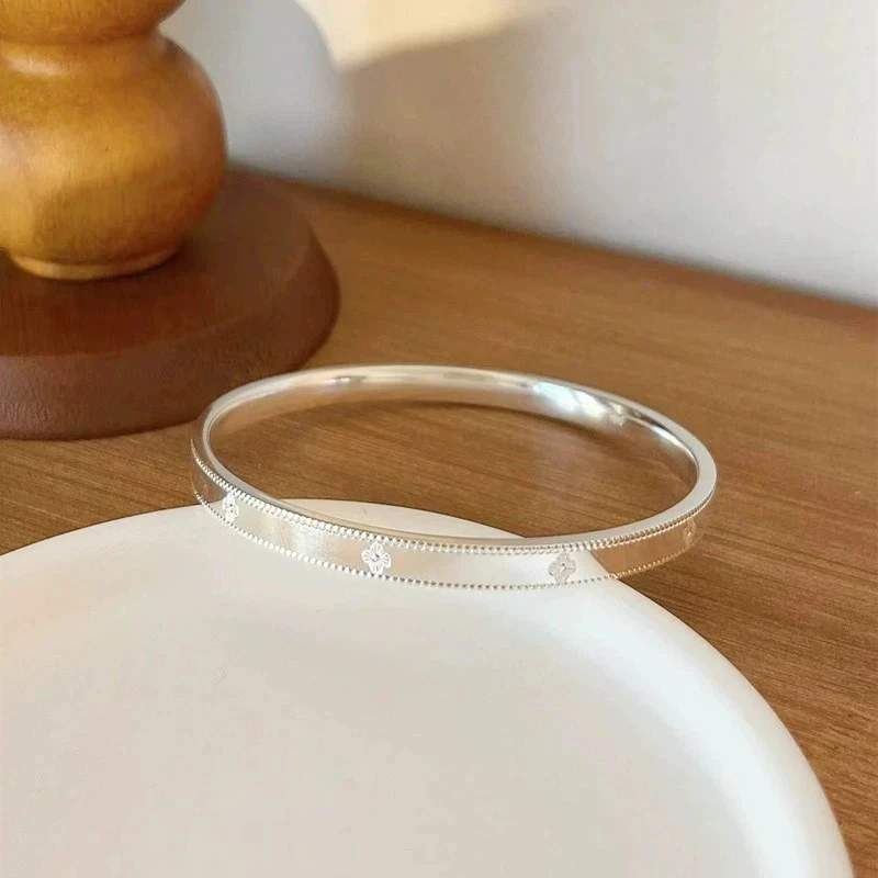 足银手镯 足银999.9万花筒手镯女实心光面闭口简约情人节送女朋友