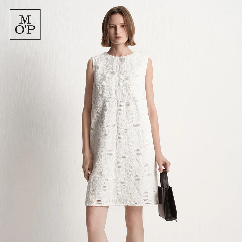 Marc O'Polo/MOP气质高级感女士蕾丝无袖圆领连衣裙简约百搭风