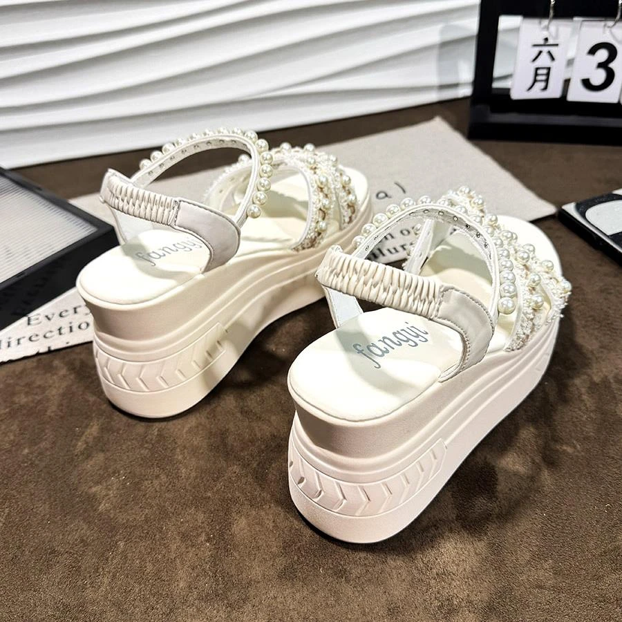 坡跟凉鞋女款新款夏季女鞋超高跟鞋小香风配裙子绝美罗马鞋子