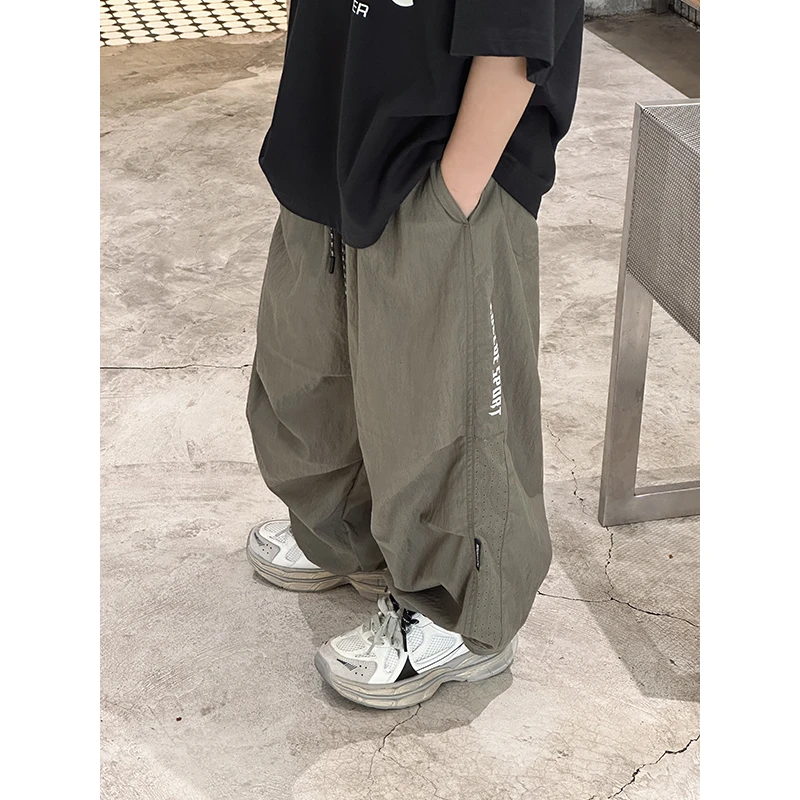 【现货】略略童装儿童夏款薄款高街褶皱感休闲裤252KZ3853