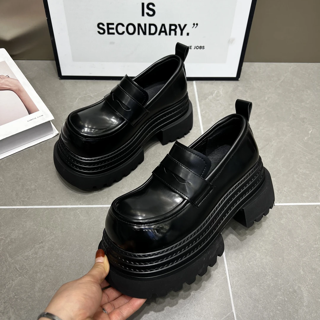 主播推荐2025年（有你足够）577-59厚底女鞋英伦风休闲圆头乐福鞋