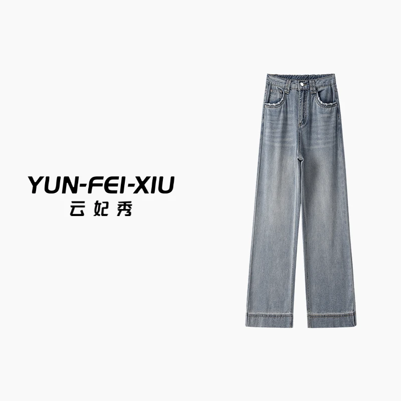 云妃秀大码女装牛仔裤简约时尚休闲百搭微胖显瘦长裤春季65515