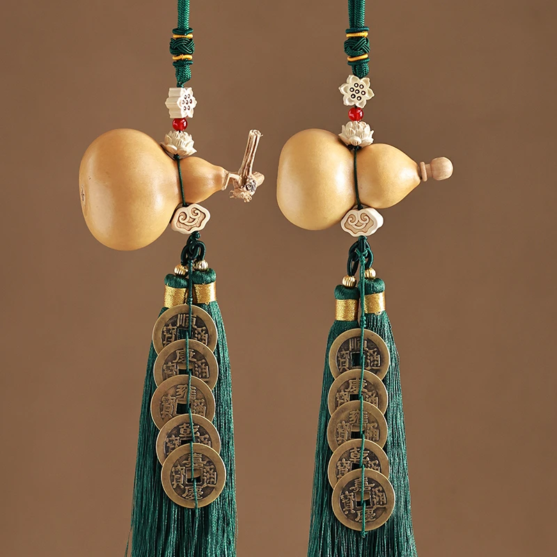 新中式五帝钱实木葫芦挂饰客厅玄关办公室壁挂装饰品乔迁新居礼品