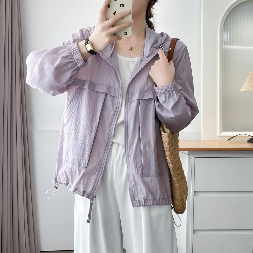 莘莘大码   新款连帽速干百搭时尚宽松显瘦大口袋防晒轻薄外套