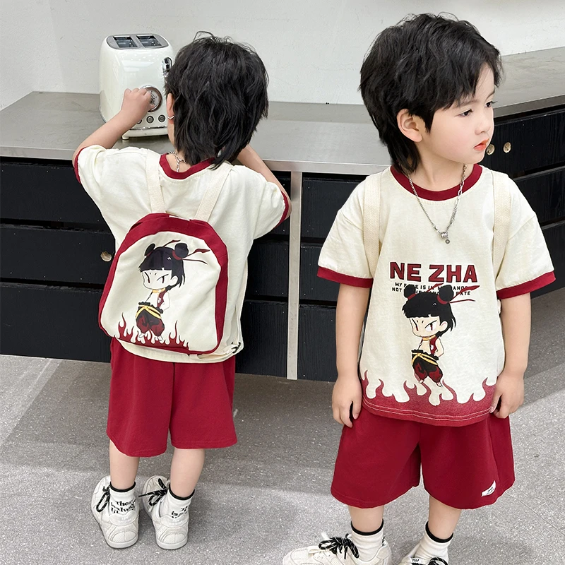 哪咤儿童服装童装男童夏装套装儿童哪吒衣服洋气宝宝夏季短袖短裤