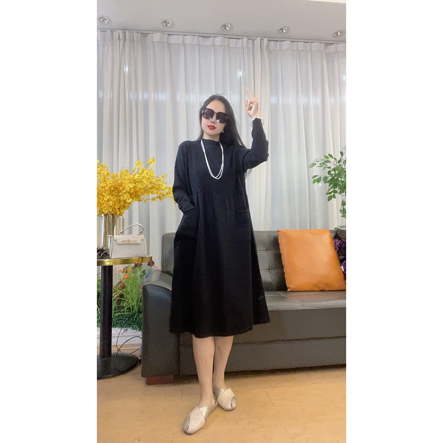 4554 秋冬新款大码女装连衣裙针织长袖连衣裙