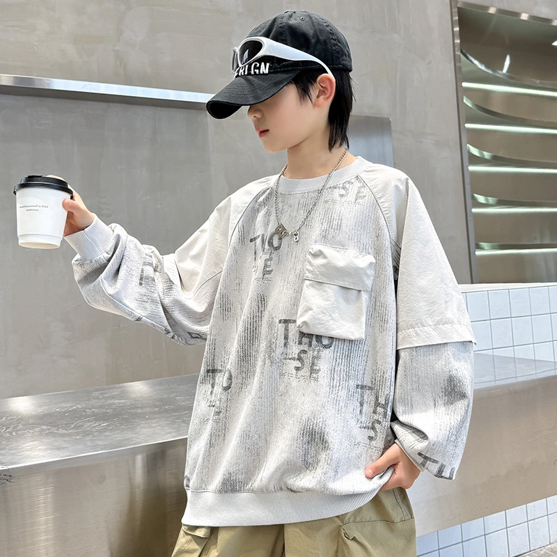 童装儿童春季工装风卫衣中大童男童春秋款衣服洋气百搭韩版